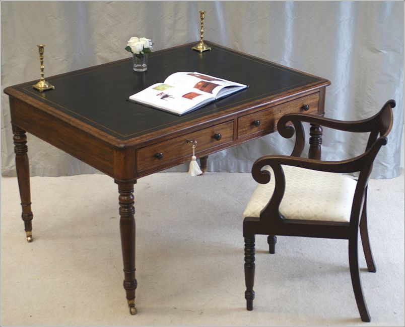 3039 Antique Georgian 4 Drawer Library Table (10)